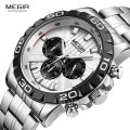 MEGIR Watch 2087 Casual Brand Stainless Steel Waterproof Watches Men Wrist Luxury Quartz Business Wristwatches Relogio Masculino